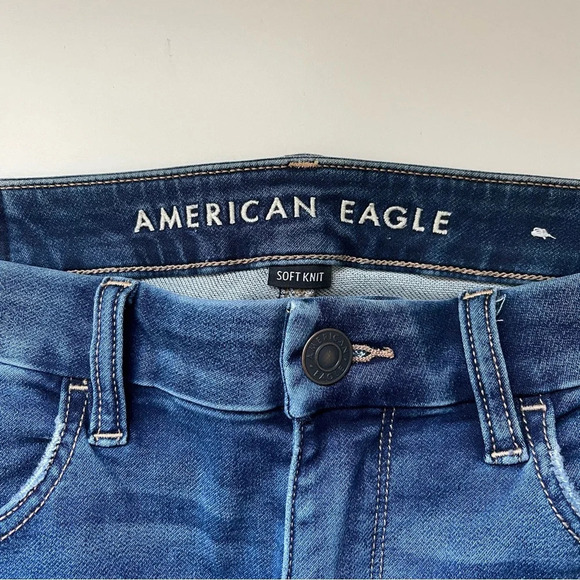 American Eagle Soft Knit Dark Patch Ripped Curvy Skinny Jeans 10 Short Women’s - Picture 10 of 13